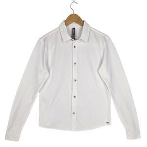 VUORI MEN’S KNIT OXFORD BUTTON‑FRONT SHIRT – WHITE – STYLE V1101 – SIZE XS